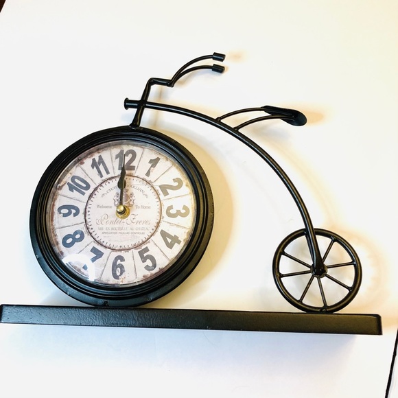 Antique bicycle dark brown standing clock decor